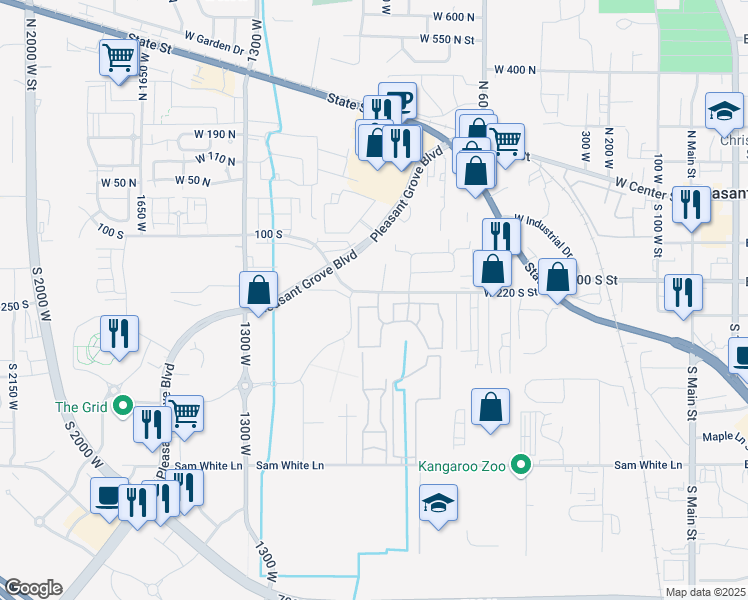 map of restaurants, bars, coffee shops, grocery stores, and more near 952 West 270 South in Pleasant Grove