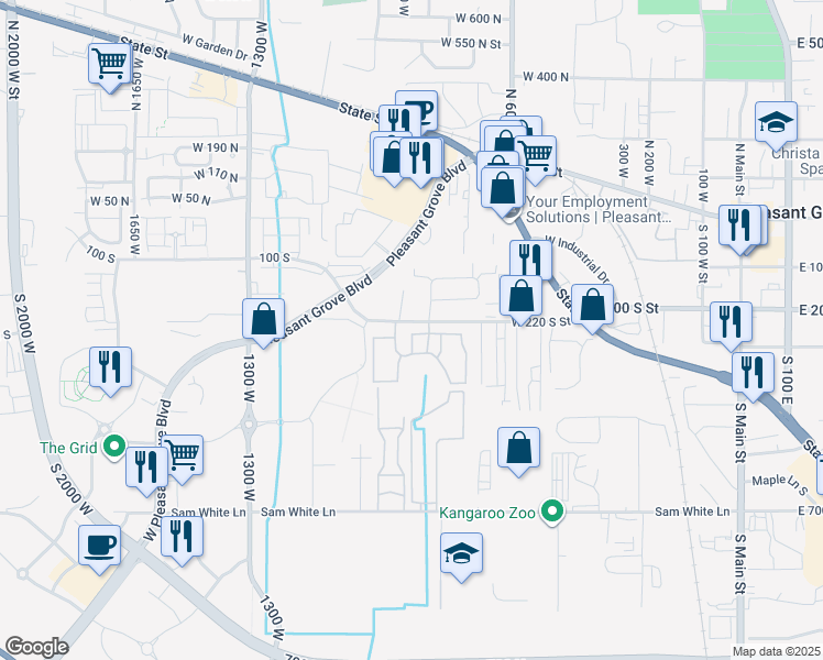 map of restaurants, bars, coffee shops, grocery stores, and more near 912 West 260 South in Pleasant Grove