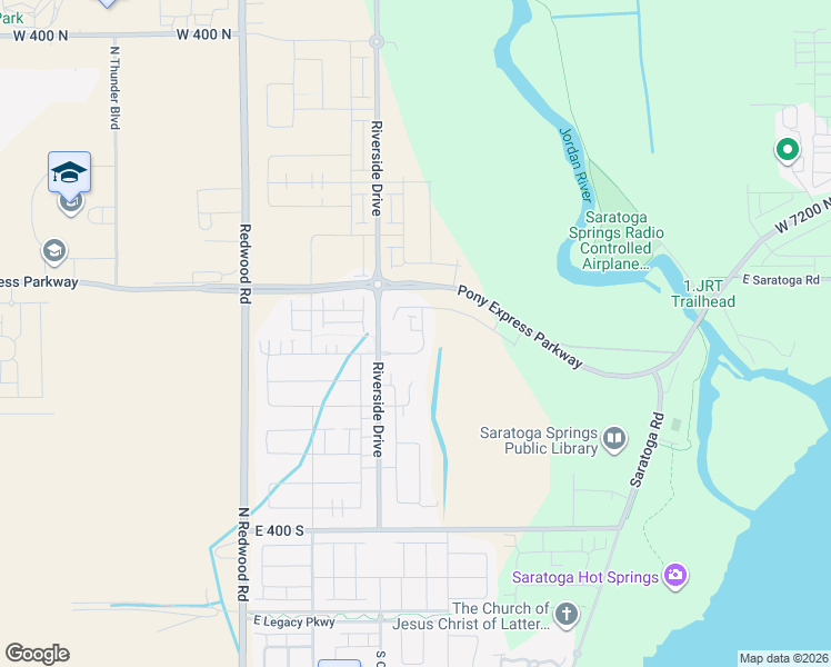 map of restaurants, bars, coffee shops, grocery stores, and more near Riverside Drive in Saratoga Springs