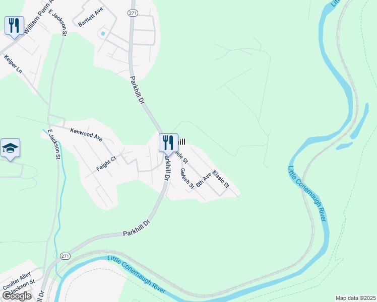 map of restaurants, bars, coffee shops, grocery stores, and more near 300-404 Mele Street in Parkhill