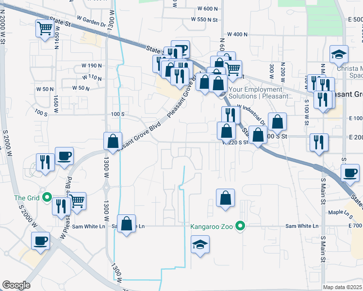 map of restaurants, bars, coffee shops, grocery stores, and more near 852 West 260 South in Pleasant Grove