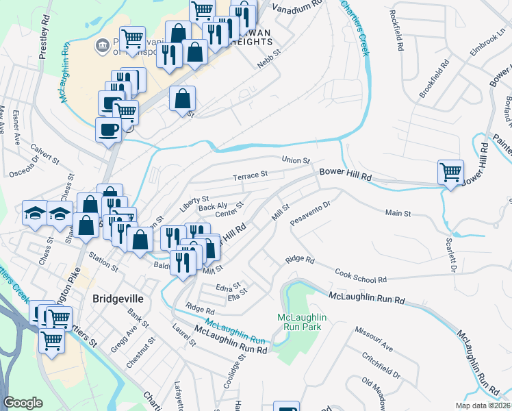 map of restaurants, bars, coffee shops, grocery stores, and more near 811 Bower Hill Road in Bridgeville
