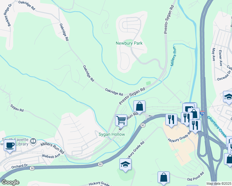 map of restaurants, bars, coffee shops, grocery stores, and more near 1360 Oakridge Road in Bridgeville