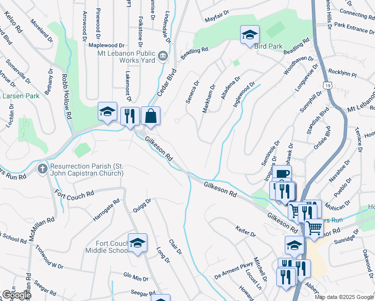 map of restaurants, bars, coffee shops, grocery stores, and more near 306 Inglewood Drive in Pittsburgh