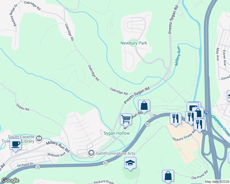 map of restaurants, bars, coffee shops, grocery stores, and more near 1360 Oakridge Road in Bridgeville