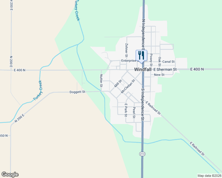 map of restaurants, bars, coffee shops, grocery stores, and more near 416 Mill Street in Tipton