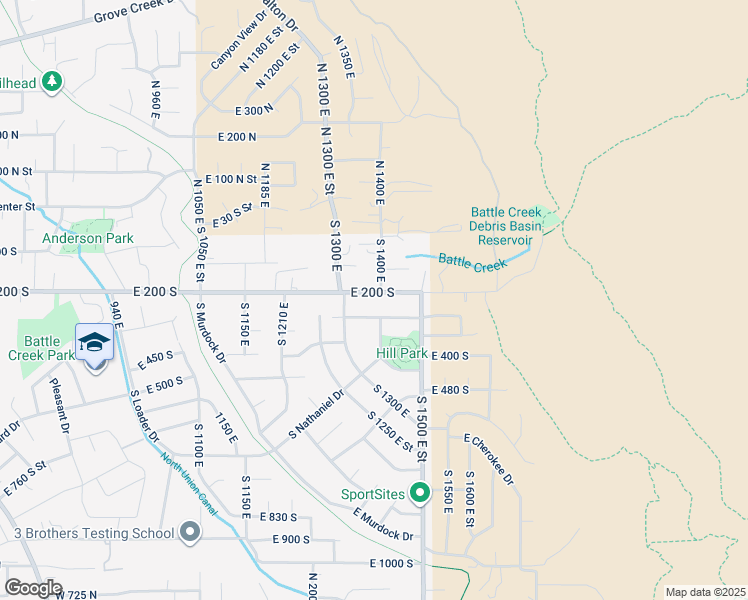 map of restaurants, bars, coffee shops, grocery stores, and more near 1390 East 200 South in Pleasant Grove