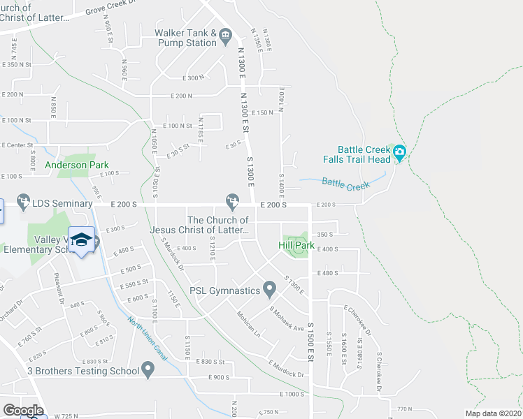 map of restaurants, bars, coffee shops, grocery stores, and more near 215 South 1300 East in Pleasant Grove