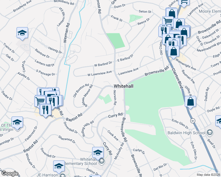 map of restaurants, bars, coffee shops, grocery stores, and more near 4701 Baptist Road in Pittsburgh