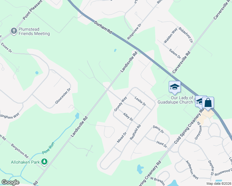 map of restaurants, bars, coffee shops, grocery stores, and more near 4310 Michener Road in Doylestown