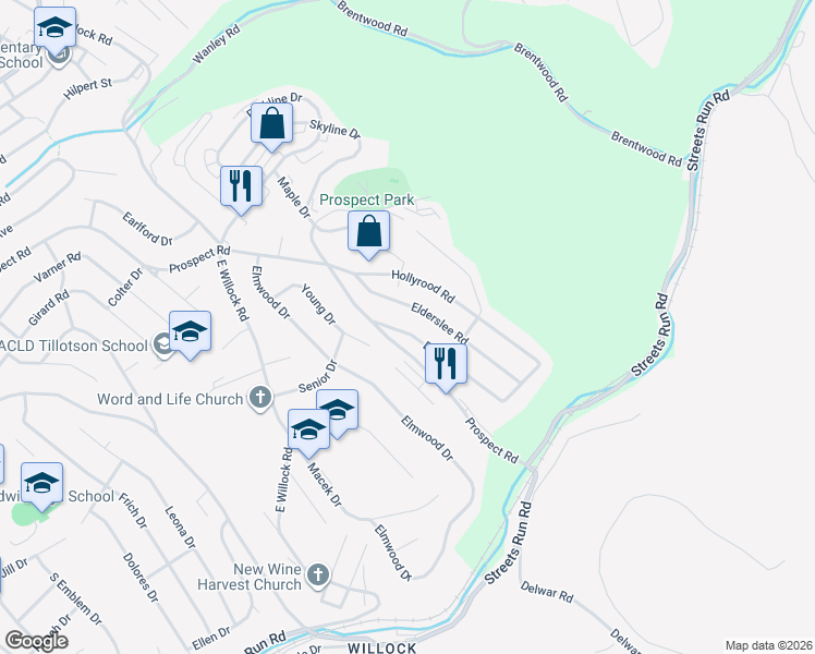 map of restaurants, bars, coffee shops, grocery stores, and more near 1644 Beryl Drive in Pittsburgh
