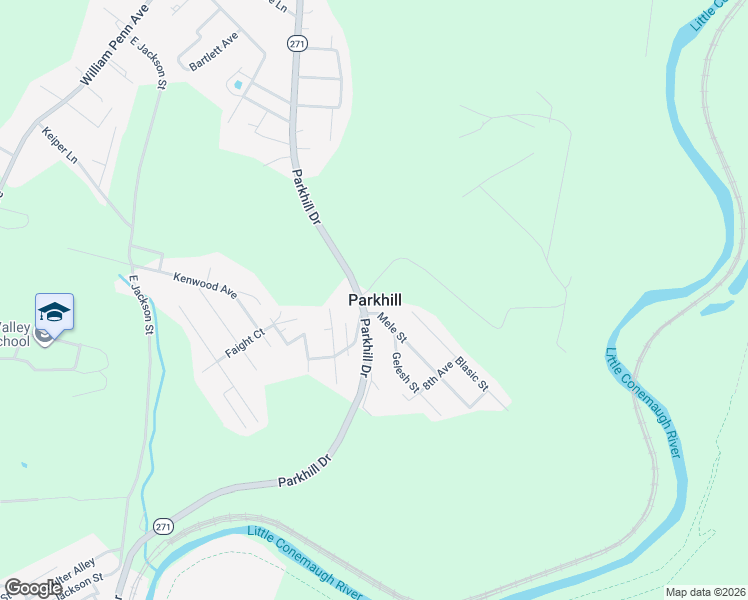 map of restaurants, bars, coffee shops, grocery stores, and more near in Parkhill