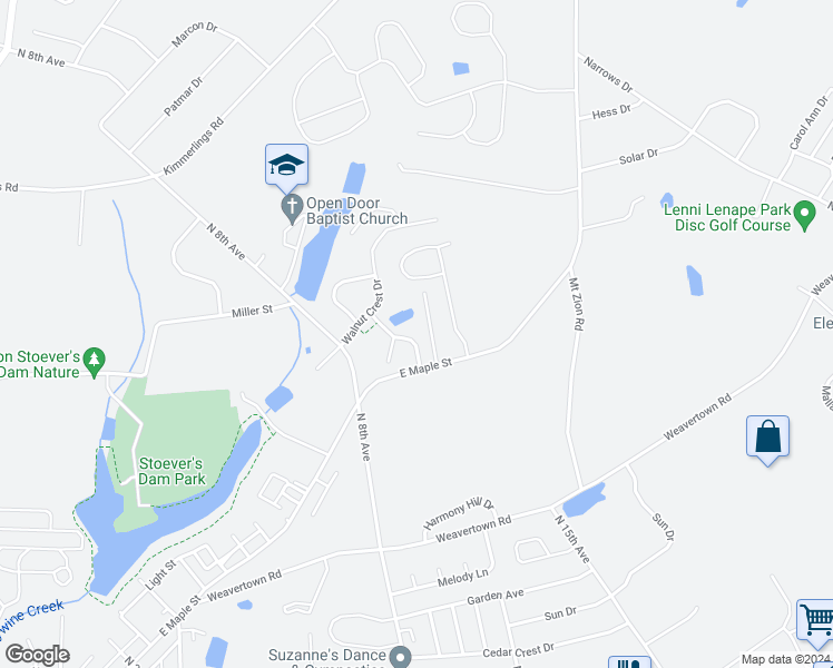map of restaurants, bars, coffee shops, grocery stores, and more near 900 Lantern Drive in Lebanon