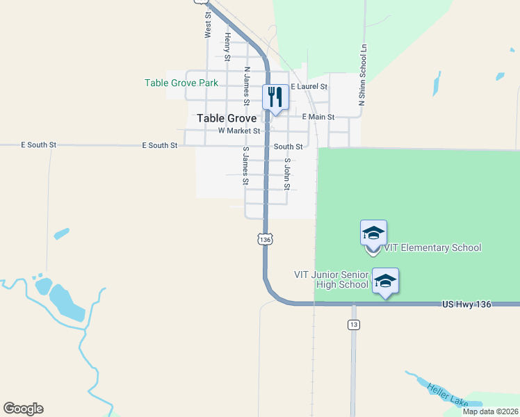map of restaurants, bars, coffee shops, grocery stores, and more near S 5th St in Table Grove