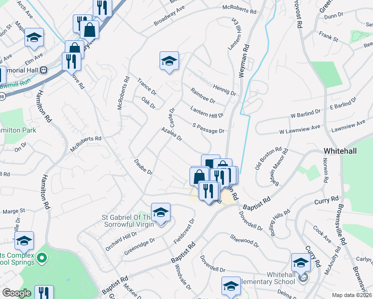 map of restaurants, bars, coffee shops, grocery stores, and more near 5117 Azalea Drive in Pittsburgh