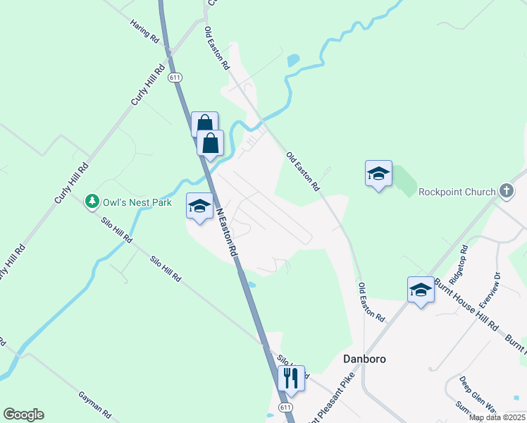 map of restaurants, bars, coffee shops, grocery stores, and more near Roseberry Drive in Bucks County