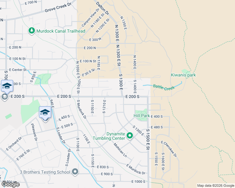 map of restaurants, bars, coffee shops, grocery stores, and more near 1275 East 200 South in Pleasant Grove