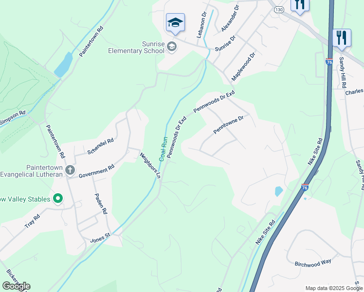 map of restaurants, bars, coffee shops, grocery stores, and more near 8 Colonial Circle in Irwin