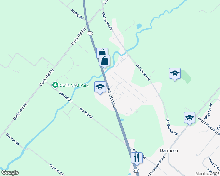 map of restaurants, bars, coffee shops, grocery stores, and more near 4331 Foxglove Drive in Doylestown