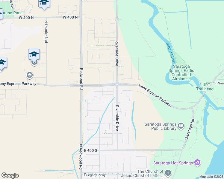 map of restaurants, bars, coffee shops, grocery stores, and more near Riverside Drive in Saratoga Springs