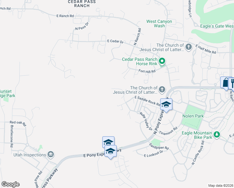 map of restaurants, bars, coffee shops, grocery stores, and more near 2686 Ruby Valley Drive in Eagle Mountain