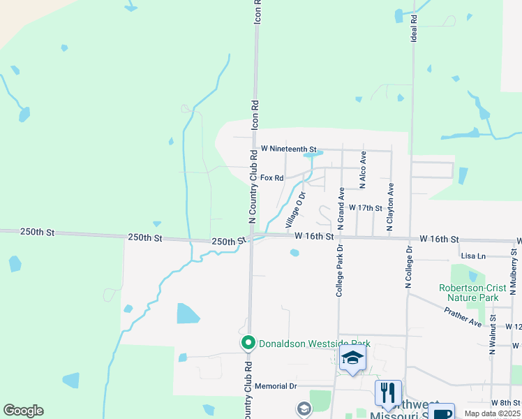 map of restaurants, bars, coffee shops, grocery stores, and more near 1645 N Country Club Rd in Maryville