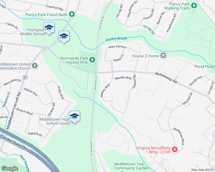 map of restaurants, bars, coffee shops, grocery stores, and more near 17 Manny Way in Red Bank