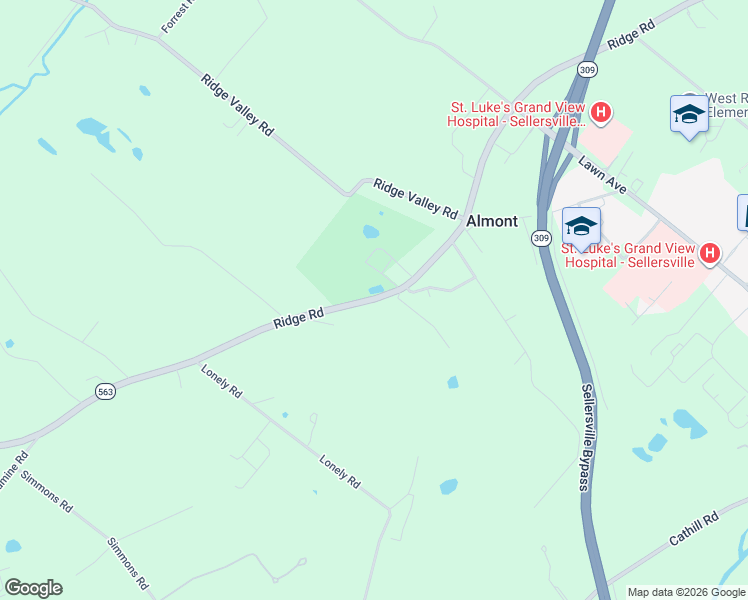 map of restaurants, bars, coffee shops, grocery stores, and more near 1028 Ridge Road in Sellersville