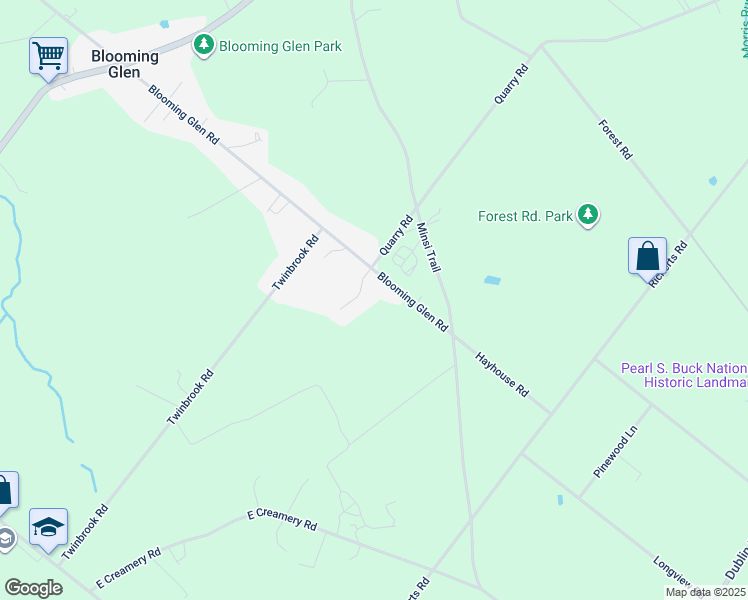 map of restaurants, bars, coffee shops, grocery stores, and more near 19 Quarry Road in Perkasie