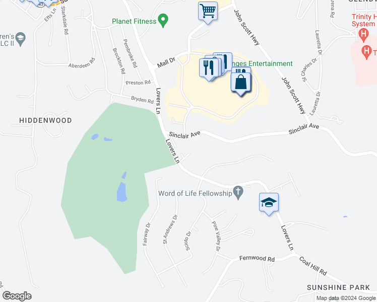 map of restaurants, bars, coffee shops, grocery stores, and more near 1852 Sinclair Avenue in Steubenville