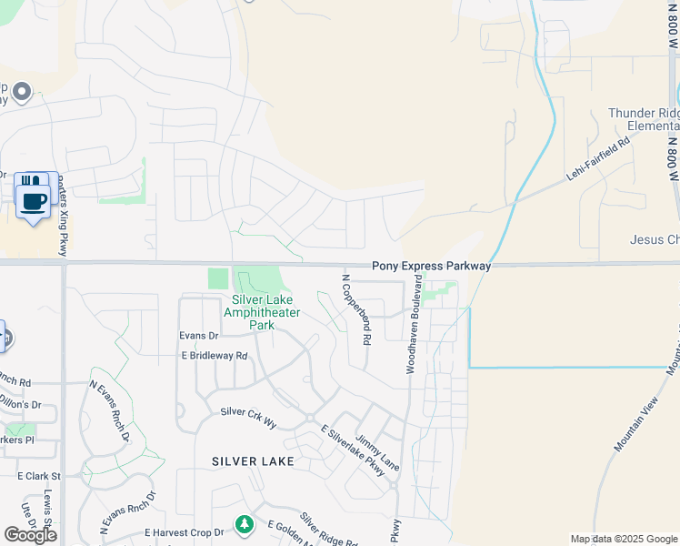 map of restaurants, bars, coffee shops, grocery stores, and more near 7983 North Copperbend Road in Eagle Mountain