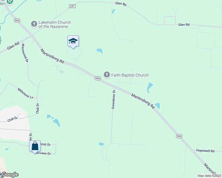 map of restaurants, bars, coffee shops, grocery stores, and more near 8735 Martinsburg Road in Mount Vernon