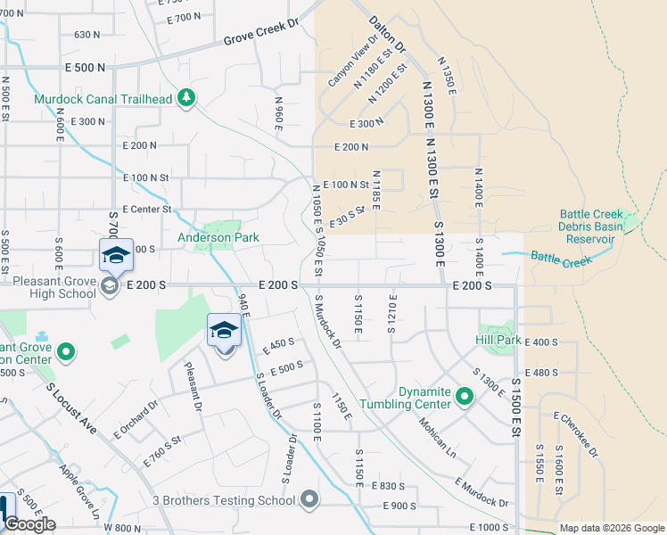 map of restaurants, bars, coffee shops, grocery stores, and more near 1082 East 110 South in American Fork