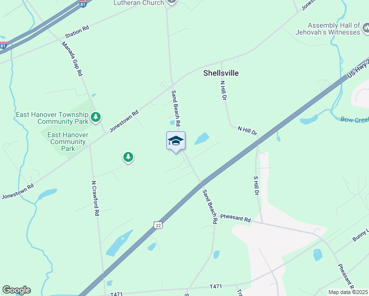 map of restaurants, bars, coffee shops, grocery stores, and more near 2686 Sand Beach Road in Grantville