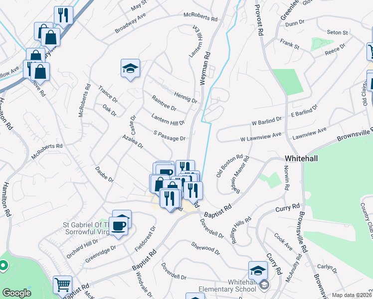 map of restaurants, bars, coffee shops, grocery stores, and more near 500 Weyman Road in Pittsburgh