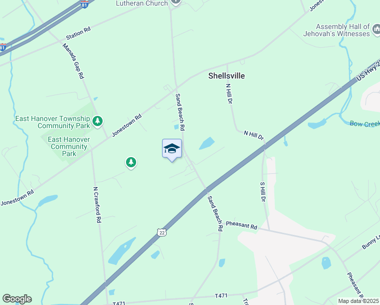 map of restaurants, bars, coffee shops, grocery stores, and more near 2686 Sand Beach Road in Grantville