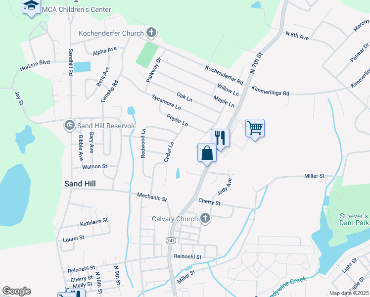map of restaurants, bars, coffee shops, grocery stores, and more near 1605 Greenwood Drive in Lebanon