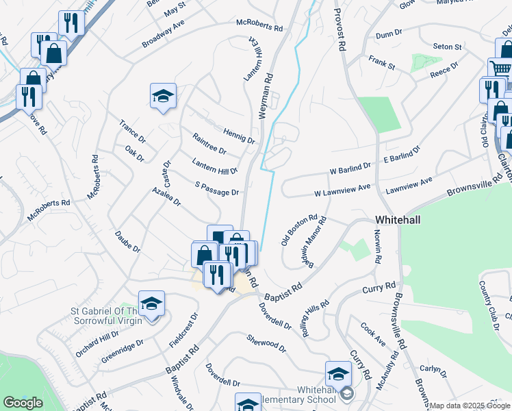 map of restaurants, bars, coffee shops, grocery stores, and more near 505 Weyman Road in Pittsburgh