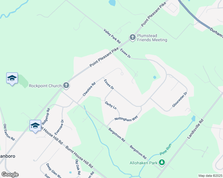 map of restaurants, bars, coffee shops, grocery stores, and more near 4690 Derby Lane in Doylestown
