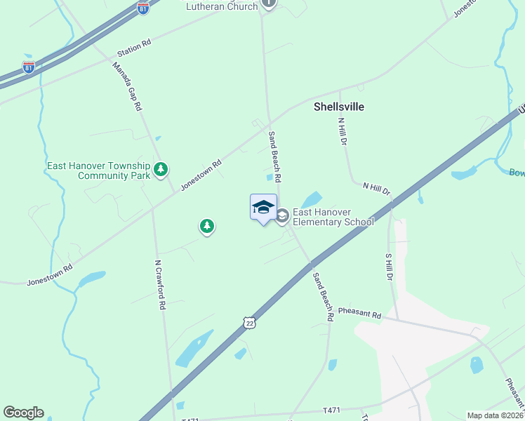 map of restaurants, bars, coffee shops, grocery stores, and more near 2705 Sand Beach Road in Grantville