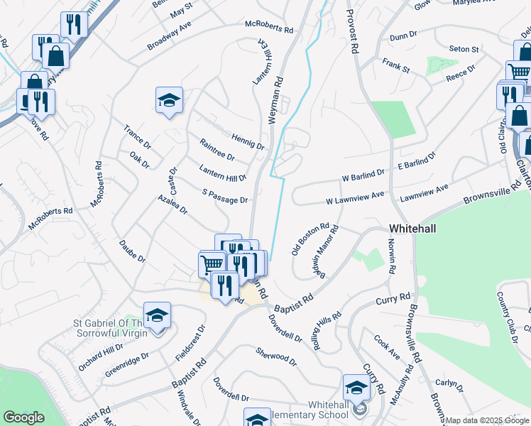 map of restaurants, bars, coffee shops, grocery stores, and more near 505 Weyman Road in Pittsburgh
