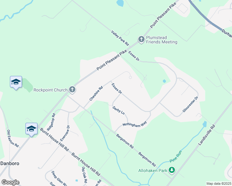 map of restaurants, bars, coffee shops, grocery stores, and more near 4690 Derby Lane in Doylestown