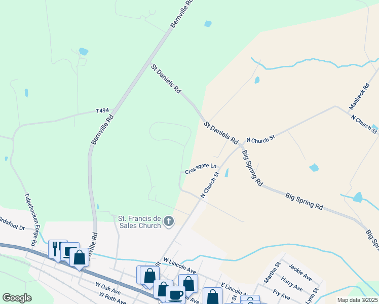 map of restaurants, bars, coffee shops, grocery stores, and more near 50 Steeple Drive in Robesonia