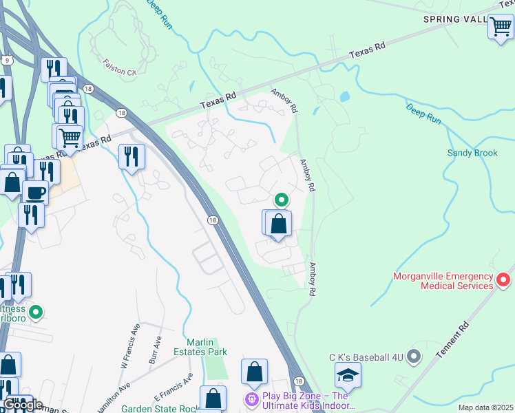 map of restaurants, bars, coffee shops, grocery stores, and more near 324 Bernard Drive in Marlboro