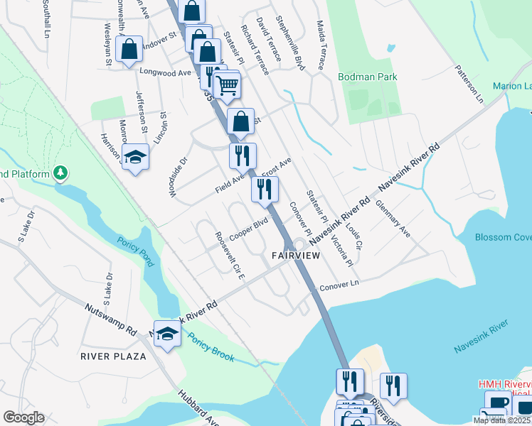 map of restaurants, bars, coffee shops, grocery stores, and more near 160 New Jersey 35 in Red Bank