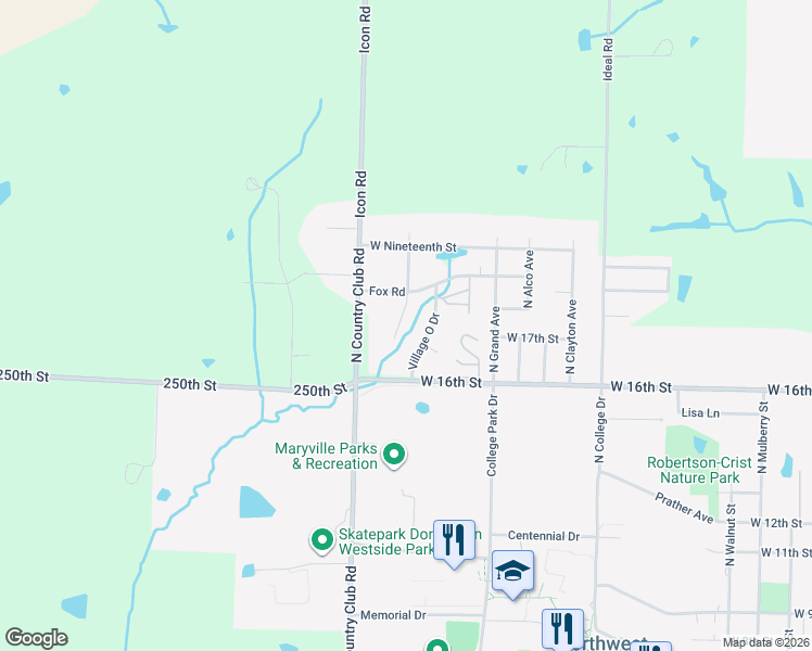 map of restaurants, bars, coffee shops, grocery stores, and more near 1725 Cypress Drive in Maryville