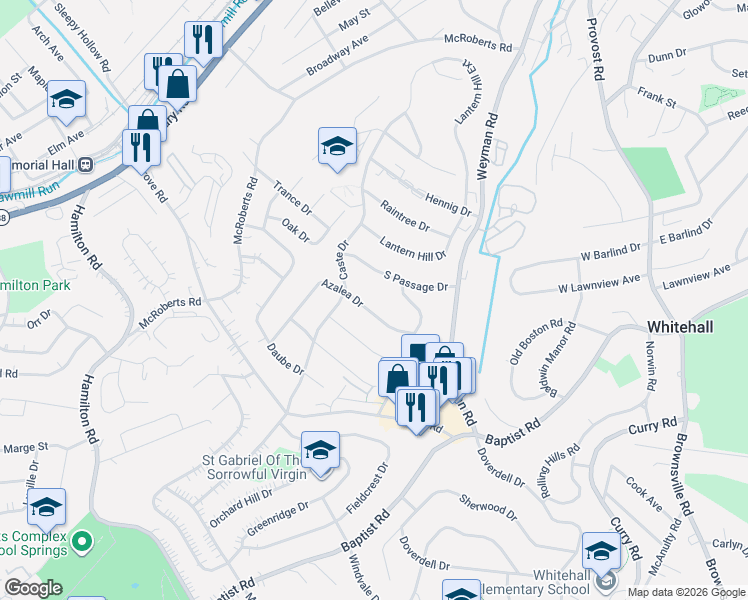 map of restaurants, bars, coffee shops, grocery stores, and more near 5117 Azalea Drive in Pittsburgh