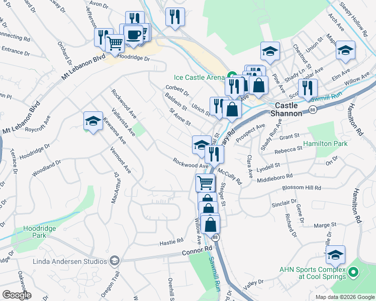 map of restaurants, bars, coffee shops, grocery stores, and more near 957 Margaretta Avenue in Pittsburgh