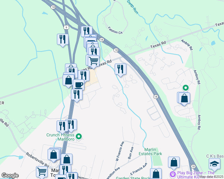 map of restaurants, bars, coffee shops, grocery stores, and more near 514 Tivoli Court in Marlboro