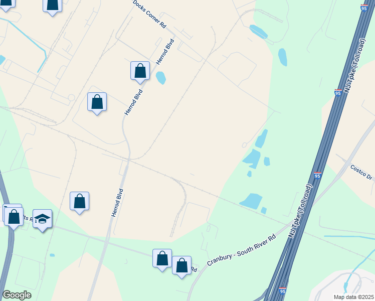 map of restaurants, bars, coffee shops, grocery stores, and more near 140 Docks Corner Road in South Brunswick Township